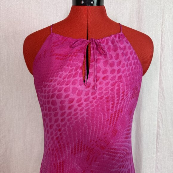 EXPRESS LAYERED Pink MINI SUMMER CHIFFON Batwing DRESS SIZE 7 / 8 Snake E428 - Picture 2 of 10